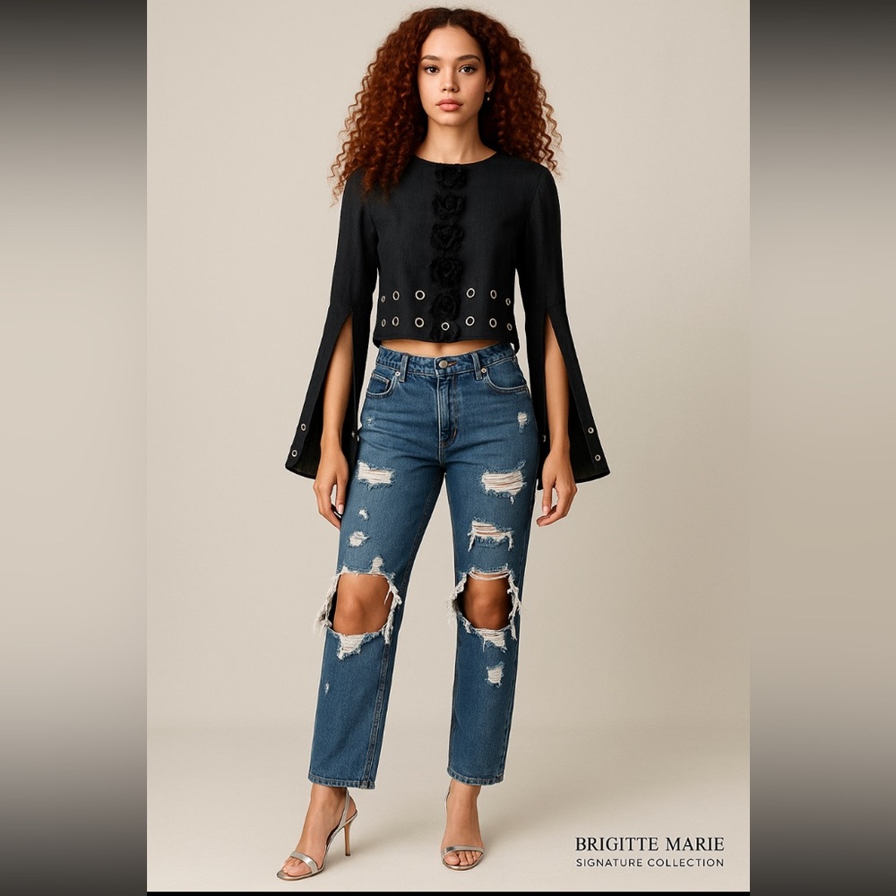 Elegant Black Bell Sleeve Top